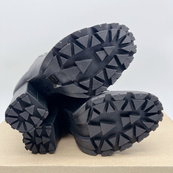 Schutz Zhara Combat Platform Heel Boots Black Leather Lace Up Shearling US 5.5 - Picture 11 of 13